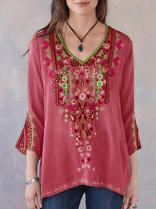 Autumn Embroidered long-sleeved lady's top