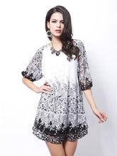 Load image into Gallery viewer, Fashion White Lace Bohemia Half Sleeve Mini Dress Beach Dress