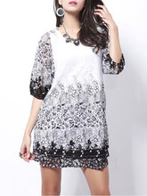 Load image into Gallery viewer, Fashion White Lace Bohemia Half Sleeve Mini Dress Beach Dress