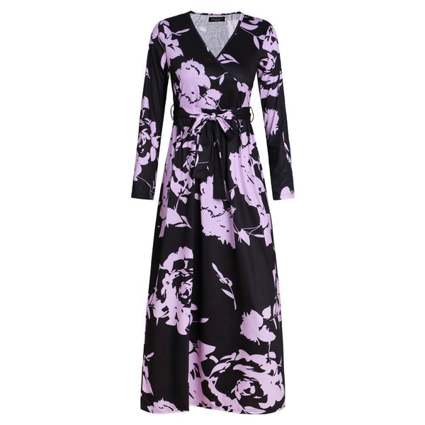Fashion printed long-sleeved dress
