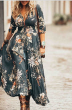 Load image into Gallery viewer, Womenswear statement print design V-neck sexy dress