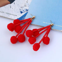 Load image into Gallery viewer, 1 Pair bohemia style long earrings small tassel jewelry Xmas party