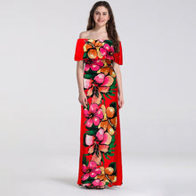 Load image into Gallery viewer, Explosions A Word Collar Wrapped Chest Women&#39;s Shoulder-length Printed Dress