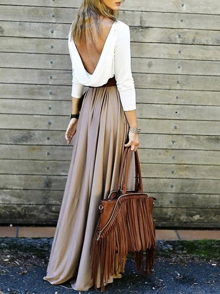 Casual Backless without Belt Beach Maxi Splicing Dress
