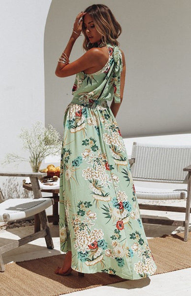 Floral Print Sleeveless Beach Bohemia Maxi Dress