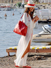 Load image into Gallery viewer, Sexy White Long Sleeve Chiffon Maxi Beach Dress Cover-up