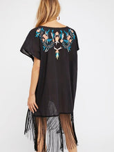 Load image into Gallery viewer, Bohemian style embroidered seaside resort DEEP V-neck sexy dress