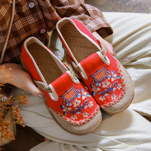 New Casual Cloth Shoes Original Girl Fresh Shallow Shoes Handicraft Sewing Embroidered Linen Shoes