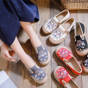 New Casual Cloth Shoes Original Girl Fresh Shallow Shoes Handicraft Sewing Embroidered Linen Shoes