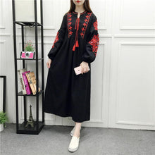 Load image into Gallery viewer, Embroidery Long Sleeve Loose Casual Maxi Dress