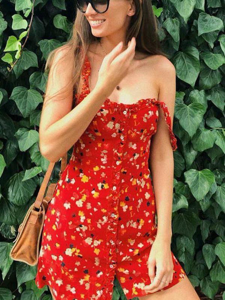 New arrival slim hip holiday style lace printing strap dress