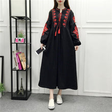 Load image into Gallery viewer, Embroidery Long Sleeve Loose Casual Maxi Dress