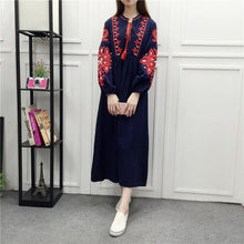 Load image into Gallery viewer, Embroidery Long Sleeve Loose Casual Maxi Dress