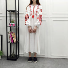 Load image into Gallery viewer, Embroidery Long Sleeve Loose Casual Maxi Dress