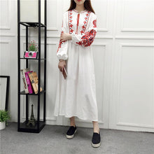 Load image into Gallery viewer, Embroidery Long Sleeve Loose Casual Maxi Dress