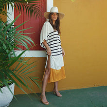 Load image into Gallery viewer, Striped Spring/Summer V-Neck Bat Sleeve Striped Dress