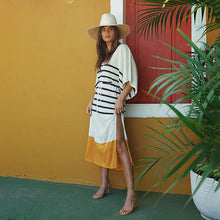 Load image into Gallery viewer, Striped Spring/Summer V-Neck Bat Sleeve Striped Dress