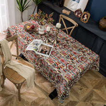 Load image into Gallery viewer, Geometry Bohemian Style Linen Double-sided Pattern Thick Tablecloth