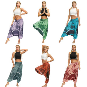 Tie dyed digital print women's casual pants sports yoga crotch pants slacks