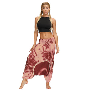 Tie dyed digital print women's casual pants sports yoga crotch pants slacks