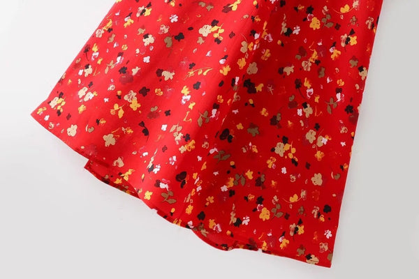 New short-sleeved printed beach long female cross V-neck short sleeve dress