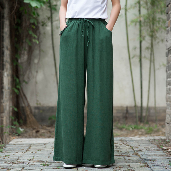 Cotton Linen Zen Women's Trousers Wide Leg Pants