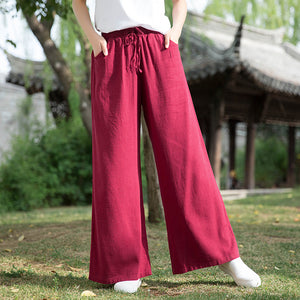 Cotton Linen Zen Women's Trousers Wide Leg Pants