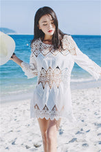 Load image into Gallery viewer, Cutout Sexy Beach Bikini Cover Shirt Long Section of Sleeves Hollow Beach Sunscreen Shirt Cover Up