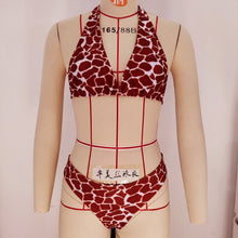 Load image into Gallery viewer, Swimwear Printed Straps Split Leopard Bikini