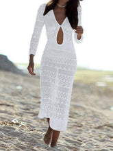 Load image into Gallery viewer, Openwork Shoulder Beach Sexy Blouse Long dress