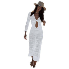 Load image into Gallery viewer, Openwork Shoulder Beach Sexy Blouse Long dress