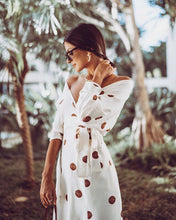 Load image into Gallery viewer, Sexy V-neck Floral Off-the-shoulder Medium Sleeve Midi Dress