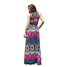 Load image into Gallery viewer, Boho National V-neck Print Large Size Beach Long Dress