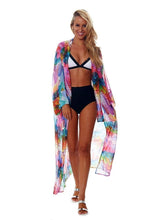 Load image into Gallery viewer, Chiffon Color Feather Printed Beach Bikini Sunscreen Cardigan Cover-up