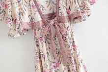 Load image into Gallery viewer, Boho Vintage Deep V-neck Irregular Backless Print Dress