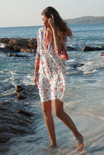 Load image into Gallery viewer, Bohemian Nine-point Sleeve V-neck Loose Ethnic Print Dress Skirt