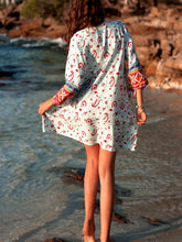 Load image into Gallery viewer, Bohemian Nine-point Sleeve V-neck Loose Ethnic Print Dress Skirt