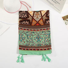 Load image into Gallery viewer, Green Rectangle National Style Vacation Printing Sunscreen Scarf Shawl Beach Towel