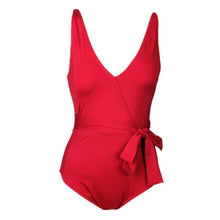 Load image into Gallery viewer, Red Bow Tight-fitting Beach One-piece Swimsuit