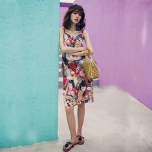 Load image into Gallery viewer, Bohemian Style Beach Holiday Print Sling Dress Mini Dress