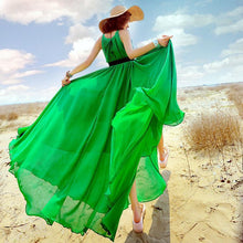 Load image into Gallery viewer, Bohemian Solid Color Chiffon Huge Hem Maxi Long Dress