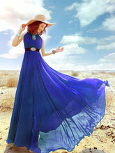 Load image into Gallery viewer, Bohemian Solid Color Chiffon Huge Hem Maxi Long Dress