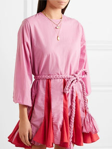 Color Stitching Ethnic Mini Dress