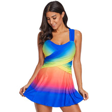 Load image into Gallery viewer, Gradient Color Skirt Split Two-piece Slim Swimsuit