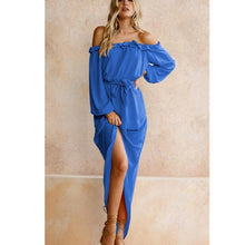 Load image into Gallery viewer, Strapless Ruffled Pleated Split Dress with One-shoulder Long Dress