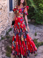 Load image into Gallery viewer, Bohemian Sexy Navel Print Long Dress