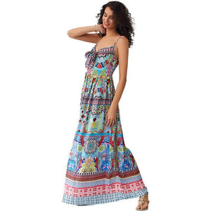 Bohemian Printed Sling Long Dress