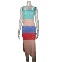 Load image into Gallery viewer, Spaghetti Strap Slit Striped Sleeveless Elegant Bodycon Dresses