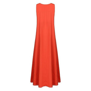 Two-way Bohemian Colorblock Sleeveless Long Dress