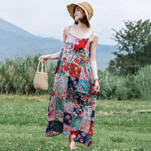 Load image into Gallery viewer, Bohemian Sling Print Stitching Long Dress